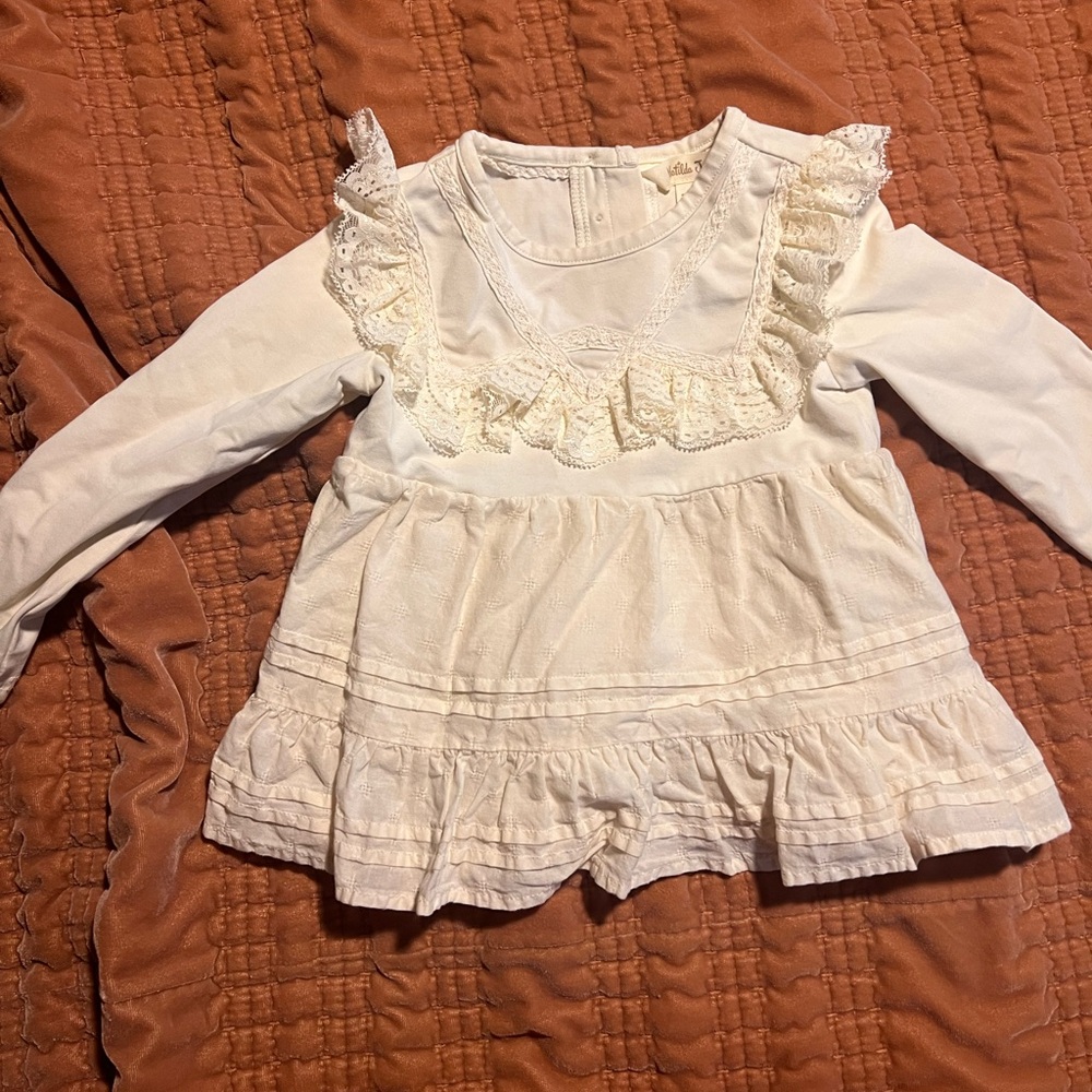 Matilda Jane Cream Ruffled Top-size 2